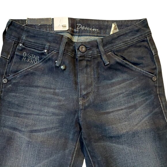 G-Star Raw Town Flare Aspen Denim Dark Vintage Blue Jeans Sz 26 NWT - Picture 3 of 7